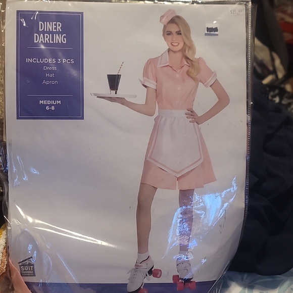 Leg Avenue Diner Darling Costume - Pink and White - Picture 1 of 1